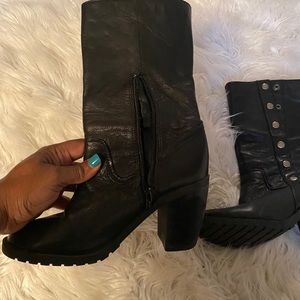 Black leather boots
